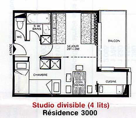 photo 1 Location entre particuliers La Plagne studio Rhne-Alpes Savoie Plan de la location