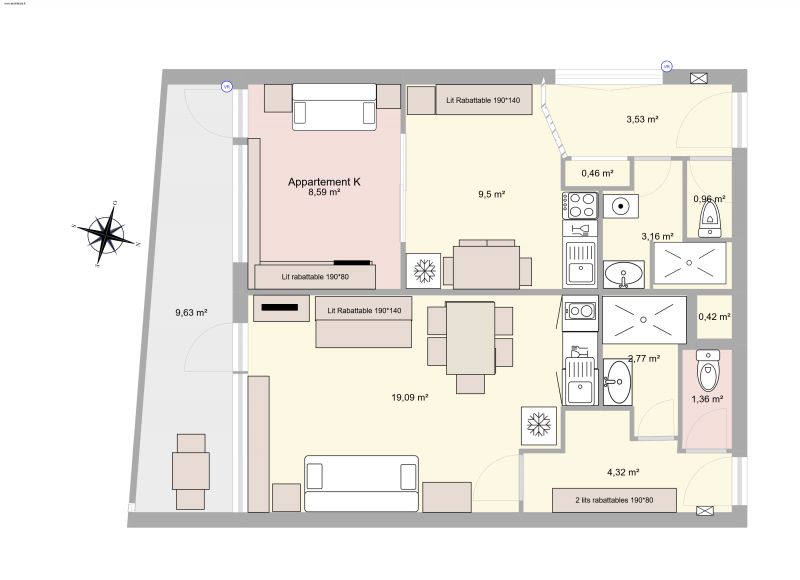 photo 10 Location entre particuliers Les 2 Alpes appartement Rhne-Alpes Isre Plan de la location