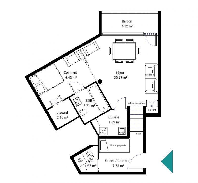 photo 1 Location entre particuliers Manigod-Croix Fry/L'tale-Merdassier studio Rhne-Alpes Haute-Savoie Plan de la location