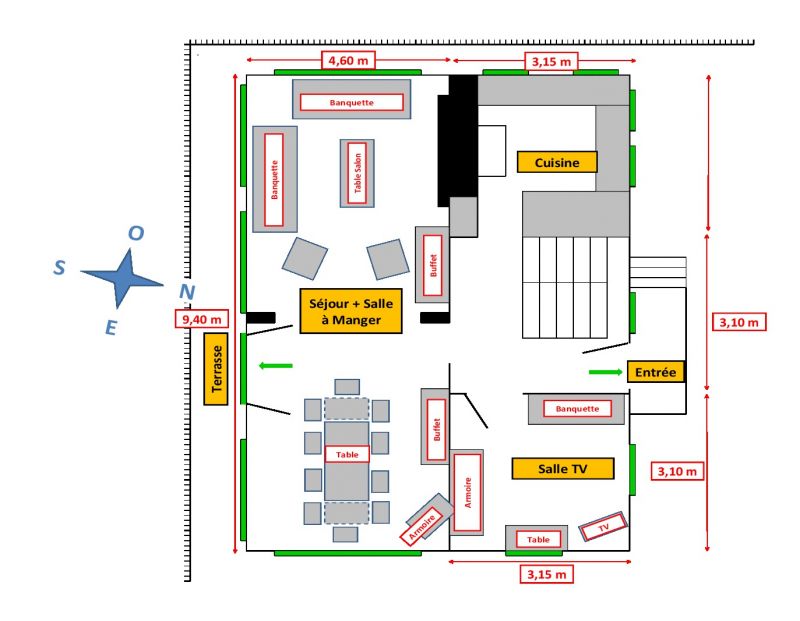 photo 4 Location entre particuliers Les Contamines Montjoie chalet Rhne-Alpes Haute-Savoie Plan de la location