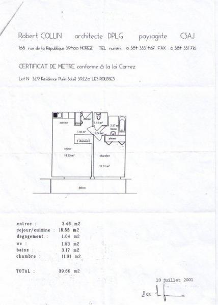 photo 15 Location entre particuliers Les Rousses appartement Franche-Comt Jura Plan de la location